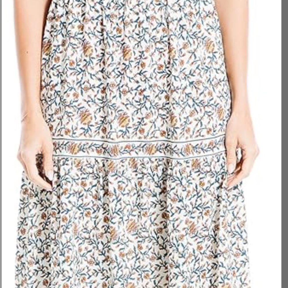 Floral Tiered A-line Midi Skirt